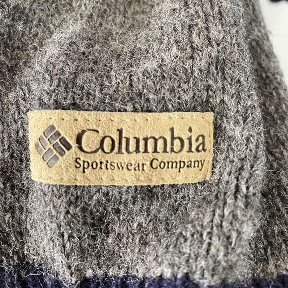 Vintage Columbia 100% Shetland Wool Size Large Gray Grandpa V Neck Sweater - Picture 4 of 6